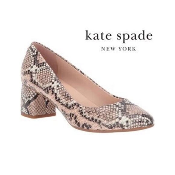 Kate Spade $228 NWT Beverly Pumps in Pale Vellum Snake Print Women's Sz 6.5M - Picture 1 of 10